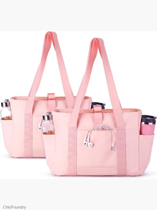 Handbags - 2 Pack 24L Lightweight Tote Bag with Zipper, Multi-pocket Travel Handbag